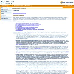 Business Resources: Case Studies–Analyzing a Case Study
