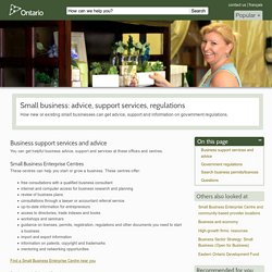 Small business: advice, support services, regulations
