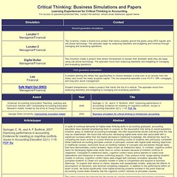 Business simulations for critical thinking