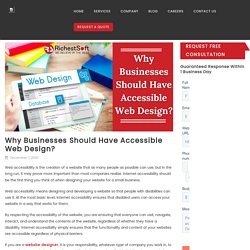 Why Businesses Should Have Accessible Web Design? - Insightful blogs to educate the readers