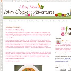 A Busy Mom's Slow Cooker Adventures: Four Bean and Barley Soup