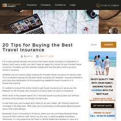 20 Tips for Buying the Best Travel Insurance - Insurance Pandit