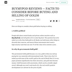 BUYMYPOD REVIEWS — FACTS TO CONSIDER BEFORE BUYING AND SELLING OF GOLDS