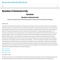 Byzantines in Renaissance Italy – Welcome to the new home of the ORB on the web!