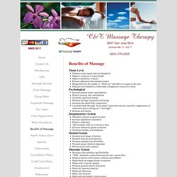 C&T Massage Therapy - Benefits of Massage