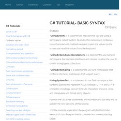 C# tutorial- Basic Syntax
