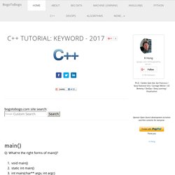 C++ Tutorial Keywords - 2017