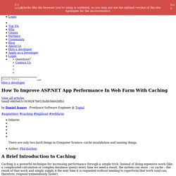 Caching in a Distributed Web Farm Using ASP.NET