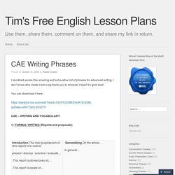 Tim's Free English Lesson Plans