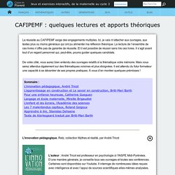 CAFIPEMF, quelques lectures et apports théoriques