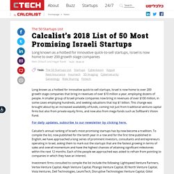 Calcalist’s 2018 List of 50 Most Promising Israeli Startups