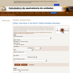 Coffee: How Much is Too Much? Coffee Overdose Calculator, Calculadoras Comunes, Calculadora de equivalencia de unidades