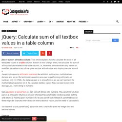 jQuery: Calculate sum of all textbox values in a table column - Codepedia