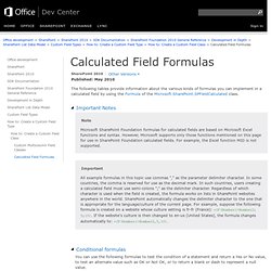 Calculated Field Formulas