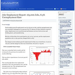 July Employment Report: 163,000 Jobs, 8.3% Unemployment Rate