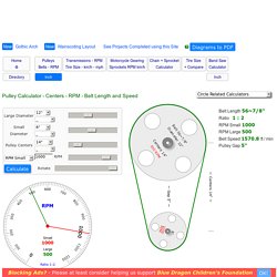 Pulley Calculator. RPM, Belt Length, Speed, Animated Diagrams