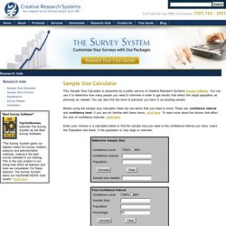 Sample Size Calculator - Confidence Level, Confidence Interval, Sample Size, Population Size, Relevant Population - Creative Research Systems