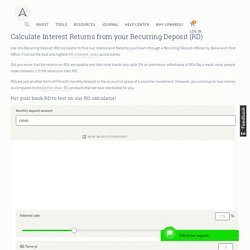 RD Calculator : Recurring Deposit Interest Calculator Online India