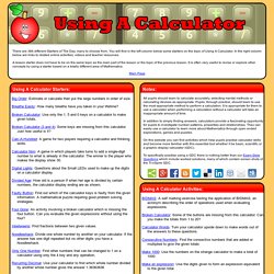 Using A Calculator Lesson Starters and Online Activities