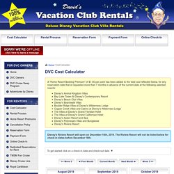 Cost & Points Calculator from David's Vacation Club Rentals