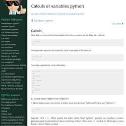 Calculs et variables python