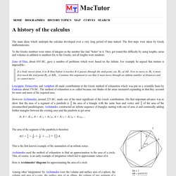 Calculus history - MacTutor History of Mathematics
