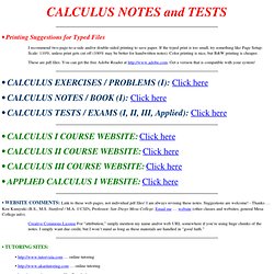 CALCULUS NOTES and TESTS