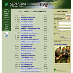 Calendar of Courses and Events at Alderleaf