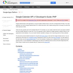Calendar API v1 Developer's Guide: PHP - Google Apps Platform