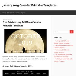 Free October 2019 Full Moon Calendar Printable Templates