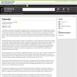 Calendars: Science in Context (Back Ground information)