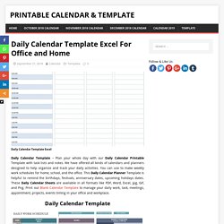 Daily Calendar Template Excel For Office and Home