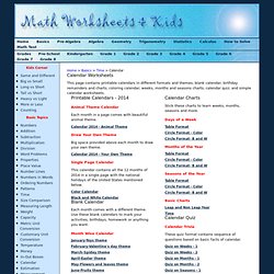 Calendar Worksheets