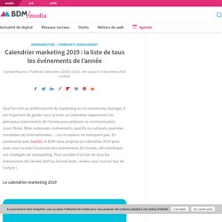 Calendrier marketing 2019 : la liste de tous les événements de l'année - BDM
