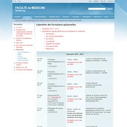Calendrier des formations optionnelles / DES de Médecine Générale / D.E.S. / 3ème cycle / Formation / Accueil - Faculté de Médecine de Strasbourg