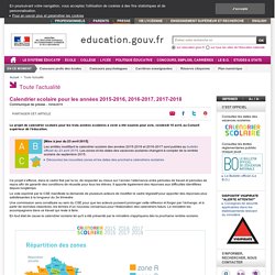Calendrier scolaire pour les années 2015-2016, 2016-2017, 2017-2018