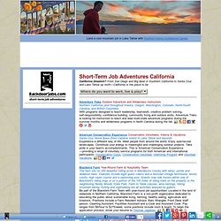California Short-Term Job Adventures - CA Jobs Directory