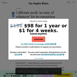 California seeks 'army of volunteers' for coronavirus crisis