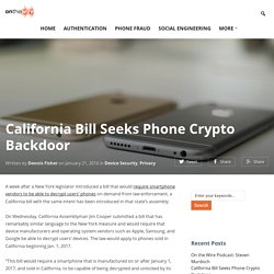 California Bill Seeks Phone Crypto Backdoor