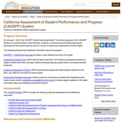California Assessment of Student Performance and Progress (CAASPP) System - Testing