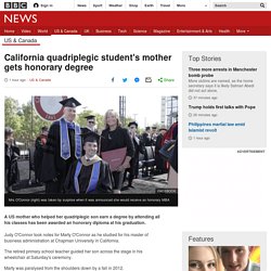 California quadriplegic student's mother gets honorary degree
