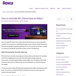 Roku Support - How to Activate NFL Game Pass on Roku?