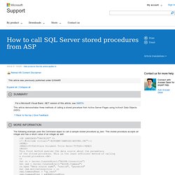 How to call SQL Server stored procedures from ASP