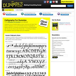 Calligraphy For Dummies Cheat Sheet