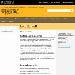 Lord Eatwell - Faculty - Faculty & Research - Cambridge Judge Business School