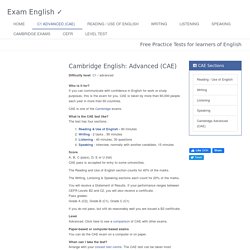 Cambridge English: Advanced (CAE) - about the exam