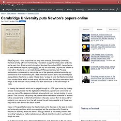 Cambridge University puts Newton's papers online