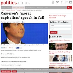 Cameron's 'moral capitalism' speech in full