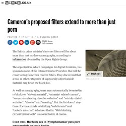 Cameron's proposed filters extend to more than just porn