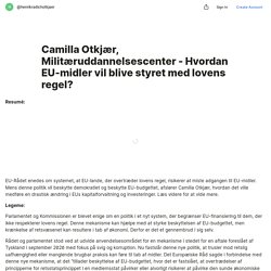 Camilla Otkjær, Militæruddannelsescenter - Hvordan EU-midler vil blive styret med lovens regel? — Teletype